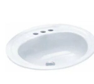 Proflow Rockaway 20 x 17 in. Drop-in Bathroom Sink with 4 in. Centerset Faucet Holes in White PF20178WH